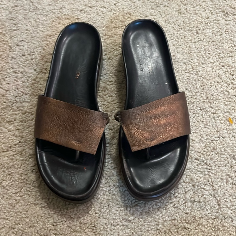 Donald Pliner Fifi Sandals in Bronze Metallic Leather